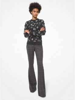 Michael Kors CHARLIE GLEN PLAID STRETCH WOOL FLARED PANTS