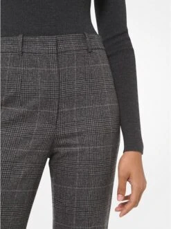 Michael Kors CHARLIE GLEN PLAID STRETCH WOOL FLARED PANTS -Fashion Comprehensive 210AKR516 0704 3