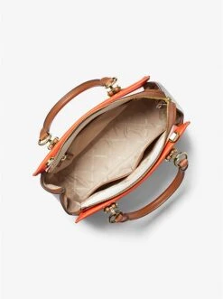 Michael Kors MARILYN MEDIUM COLOR-BLOCK SAFFIANO LEATHER SATCHEL -Fashion Comprehensive 30R3G6AS2T 9166 2