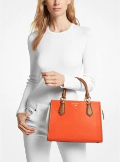 Michael Kors MARILYN MEDIUM COLOR-BLOCK SAFFIANO LEATHER SATCHEL -Fashion Comprehensive 30R3G6AS2T 9166 4