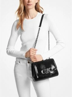 Michael Kors PARKER MEDIUM CRINKLED PATENT LEATHER SHOULDER BAG -Fashion Comprehensive 30R3S7PS8L 0001 4