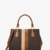 Michael Kors MARILYN MEDIUM LOGO STRIPE SATCHEL -Fashion Comprehensive 30S2G6AS2U 0227 1