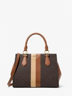 Michael Kors MARILYN MEDIUM LOGO STRIPE SATCHEL