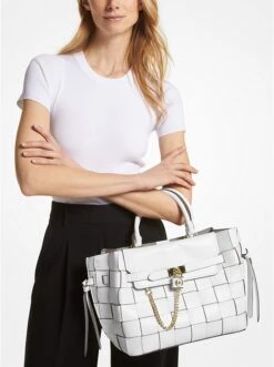 Michael Kors HAMILTON LEGACY LARGE WOVEN LEATHER BELTED SATCHEL -Fashion Comprehensive 30S3G9HS7L 1999 4