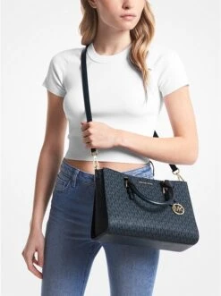 Michael Kors SALLY MEDIUM 2-IN-1 LOGO AND FAUX LEATHER SATCHEL -Fashion Comprehensive 30S3GYDS8B 2068 4
