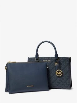 Michael Kors SALLY MEDIUM 2-IN-1 LOGO AND FAUX LEATHER SATCHEL -Fashion Comprehensive 30S3GYDS8B 2068 8
