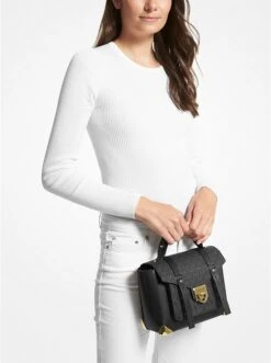 Michael Kors MANHATTAN MEDIUM LEATHER AND LOGO SATCHEL -Fashion Comprehensive 35F1GNCS6V 0001 4