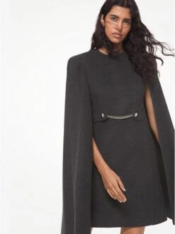 Michael Kors EMBELLISHED DOUBLE FACE CASHGORA BLEND CAPE DRESS -Fashion Comprehensive 406PKR523 0029 2