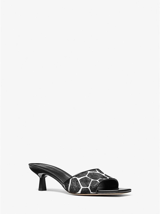 Michael Kors AMAL ANIMAL PRINT CALF HAIR KITTEN SANDAL 3 Michael Kors AMAL ANIMAL PRINT CALF HAIR KITTEN SANDAL