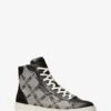 Michael Kors KEATING EMPIRE LOGO JACQUARD AND LEATHER HIGH-TOP SNEAKERS -Fashion Comprehensive 42S3KEFP5Y 0001 1