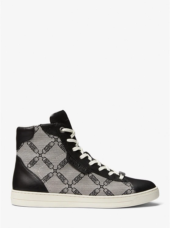 Michael Kors KEATING EMPIRE LOGO JACQUARD AND LEATHER HIGH-TOP SNEAKERS 4 Michael Kors KEATING EMPIRE LOGO JACQUARD AND LEATHER HIGH-TOP SNEAKERS - Image 2