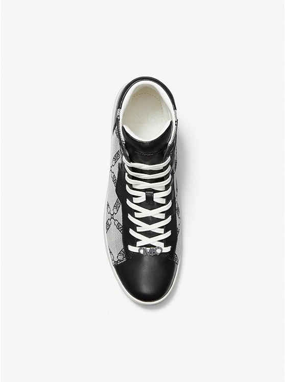 Michael Kors KEATING EMPIRE LOGO JACQUARD AND LEATHER HIGH-TOP SNEAKERS 6 Michael Kors KEATING EMPIRE LOGO JACQUARD AND LEATHER HIGH-TOP SNEAKERS - Image 4
