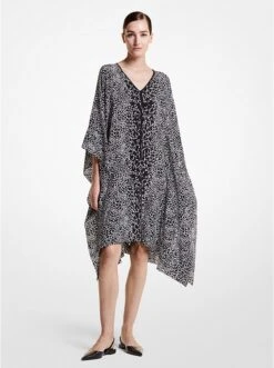 Michael Kors OCELOT SILK CREPE DE CHINE CAFTAN DRESS