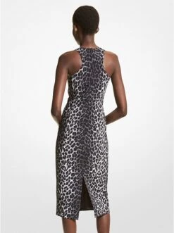Michael Kors LEOPARD PRINT STRETCH CADY RACERBACK SHEATH DRESS -Fashion Comprehensive BD390F0127 0012 2