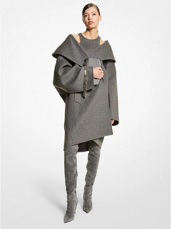 Michael Kors DOUBLE FACED MÉLANGE WOOL MELTON CLUTCH COAT 3 Michael Kors DOUBLE FACED MÉLANGE WOOL MELTON CLUTCH COAT