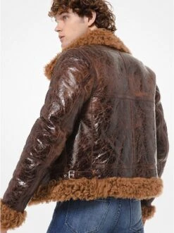 Michael Kors DISTRESSED PATENT LEATHER SHEARLING JACKET -Fashion Comprehensive CF98CF57MP 0230 2
