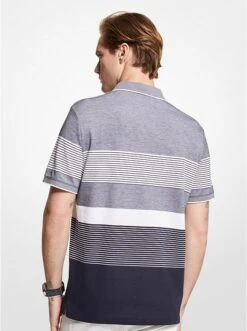 Michael Kors STRIPED COTTON BLEND PIQUÉ POLO SHIRT 5 Michael Kors STRIPED COTTON BLEND PIQUÉ POLO SHIRT -Fashion Comprehensive CS250Q55DX 0436 2