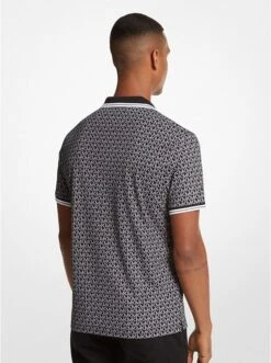 Michael Kors GREENWICH LOGO PRINT COTTON JERSEY POLO SHIRT -Fashion Comprehensive CS250V85KS 0001 2