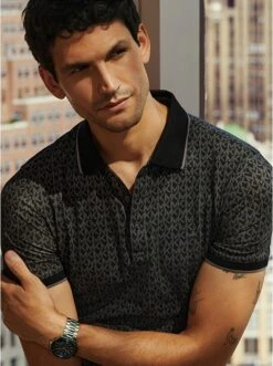 Michael Kors GREENWICH LOGO PRINT COTTON JERSEY POLO SHIRT -Fashion Comprehensive CS250V85KS 0001 8