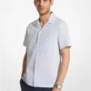 Michael Kors PRINTED STRETCH COTTON SHORT-SLEEVE SHIRT -Fashion Comprehensive CS340568LB 0100 1