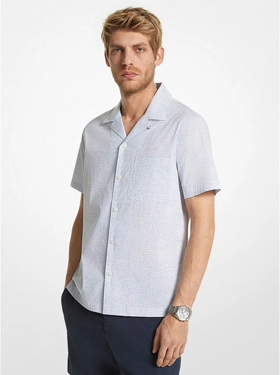 Michael Kors PRINTED STRETCH COTTON SHORT-SLEEVE SHIRT 3 Michael Kors PRINTED STRETCH COTTON SHORT-SLEEVE SHIRT