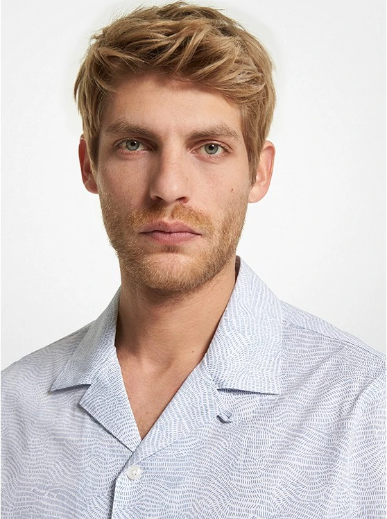 Michael Kors PRINTED STRETCH COTTON SHORT-SLEEVE SHIRT 5 Michael Kors PRINTED STRETCH COTTON SHORT-SLEEVE SHIRT - Image 3