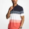 Michael Kors OMBRÉ STRIPED COTTON BLEND PIQUÉ POLO SHIRT -Fashion Comprehensive CU250YD68F 0671 1