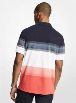 Michael Kors OMBRÉ STRIPED COTTON BLEND PIQUÉ POLO SHIRT -Fashion Comprehensive CU250YD68F 0671 2