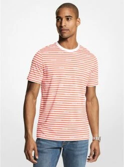 Michael Kors LOGO STRIPED COTTON JERSEY T-SHIRT