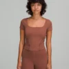 Lululemon SQUARE NECK MESH AND NULU YOGA T-SHIRT