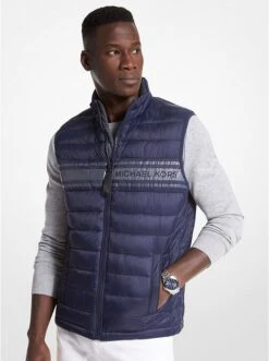 Michael Kors LOGO TAPE QUILTED NYLON PUFFER VEST