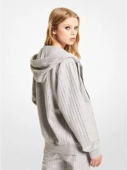 Michael Kors CRYSTAL PINSTRIPE ORGANIC COTTON BLEND ZIP-UP HOODIE -Fashion Comprehensive MF250XR23G 3060 2