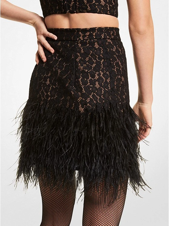 Michael Kors FEATHER EMBELLISHED CORDED LACE SKIRT 4 Michael Kors FEATHER EMBELLISHED CORDED LACE SKIRT - Image 2