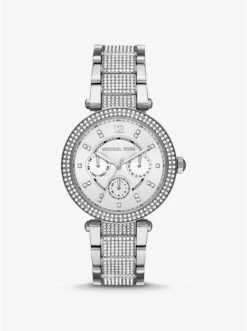 Michael Kors OVERSIZED PARKER PAVÉ SILVER-TONE WATCH