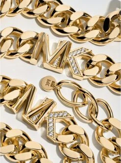 Michael Kors 14K GOLD-PLATED BRASS PAVÉ LOGO CURB LINK NECKLACE -Fashion Comprehensive MKJ7835 0710 8