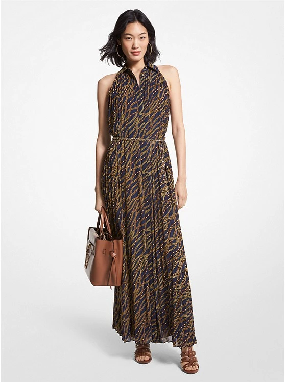 Michael Kors STATUS PRINT GEORGETTE HALTER DRESS 3 Michael Kors STATUS PRINT GEORGETTE HALTER DRESS
