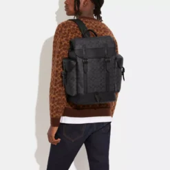 Coach HITCH BACKPACK IN SIGNATURE CANVAS -Fashion Comprehensive ce472 chr a91