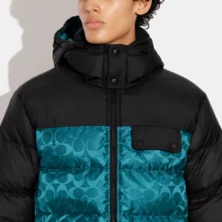 Coach SIGNATURE HOODED PUFFER JACKET -Fashion Comprehensive cf880 uj2 a50