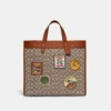 DISNEY X COACH FIELD TOTE 40 IN SIGNATURE TEXTILE JACQUARD WITH PATCHES -Fashion Comprehensive cg974 txt a0