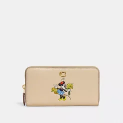 DISNEY X COACH ACCORDION ZIP WALLET WITH MINNIE MOUSE IN REGENERATIVE LEATHER